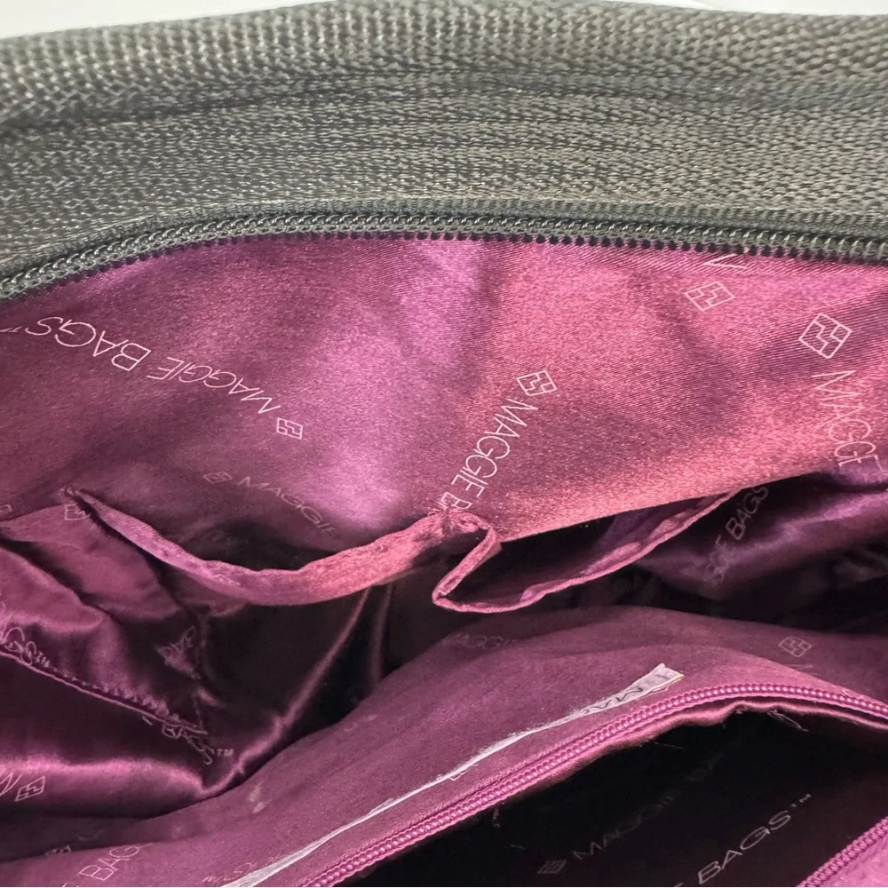 Maggie Bags Recycled Woven Seatbelt Shoulder‎ Bag Black/Deep Plum